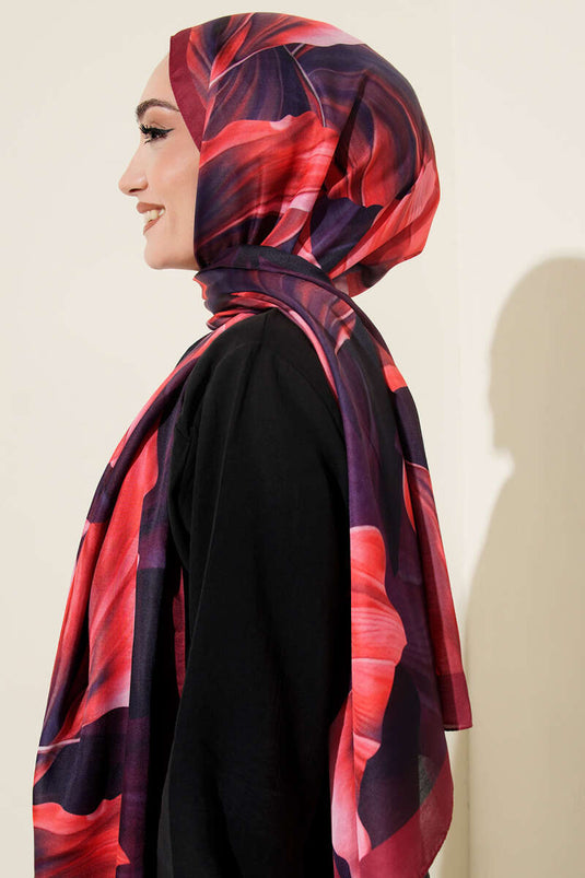 Coral Pattern Scarf Cherry