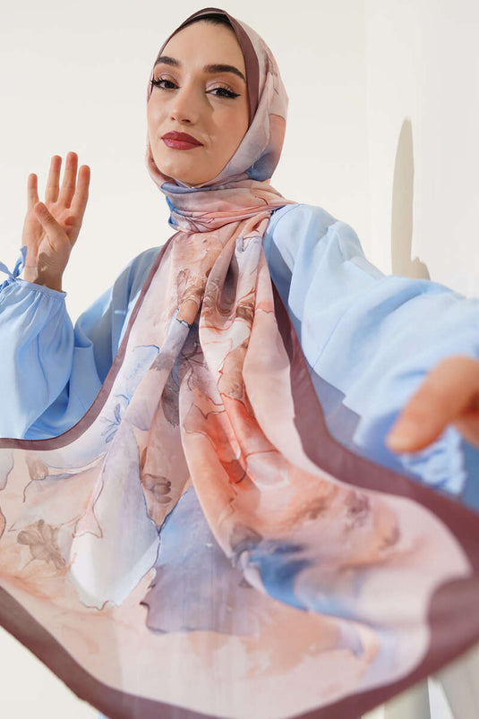 وشاح ميري الناعم المنقوش، لون قهوة