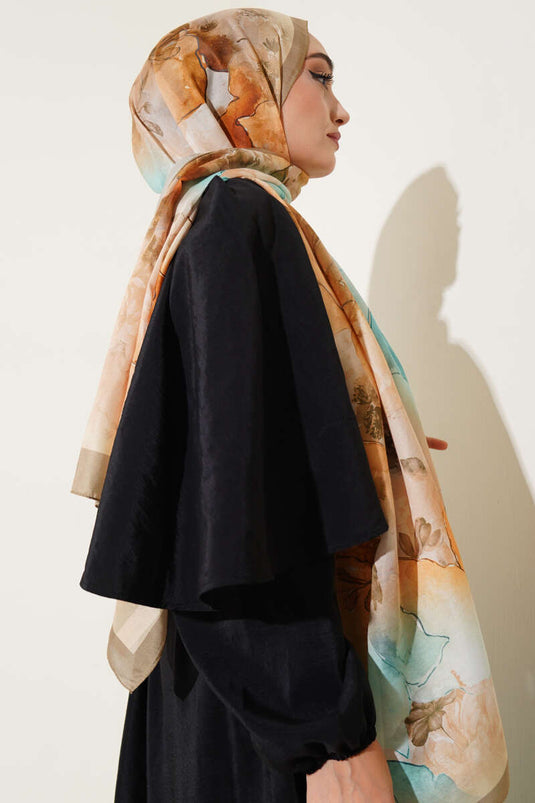 Écharpe douce à motifs Meri, vert olive