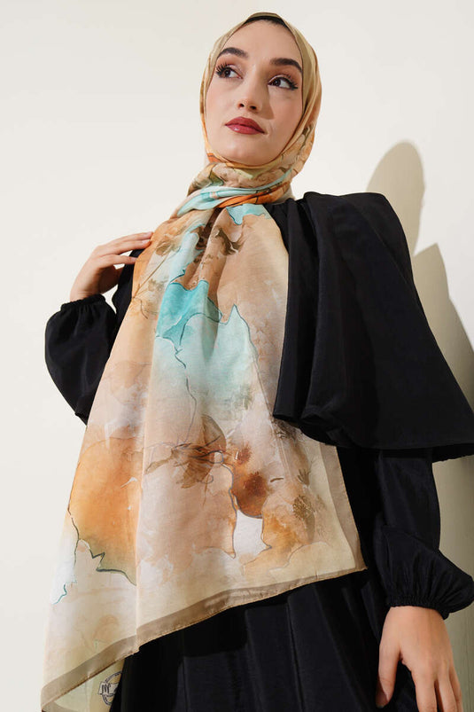 Écharpe douce à motifs Meri, vert olive