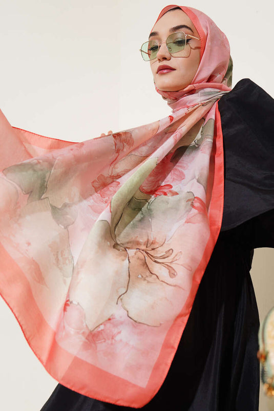 وشاح ميري الناعم بنقوش برتقالي