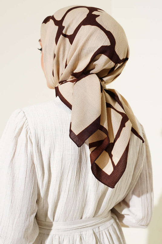 Mermer Desen Mio Eşarp Kahve