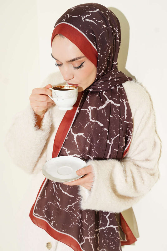 Marmoriertes Muster Schal Ziegelrot