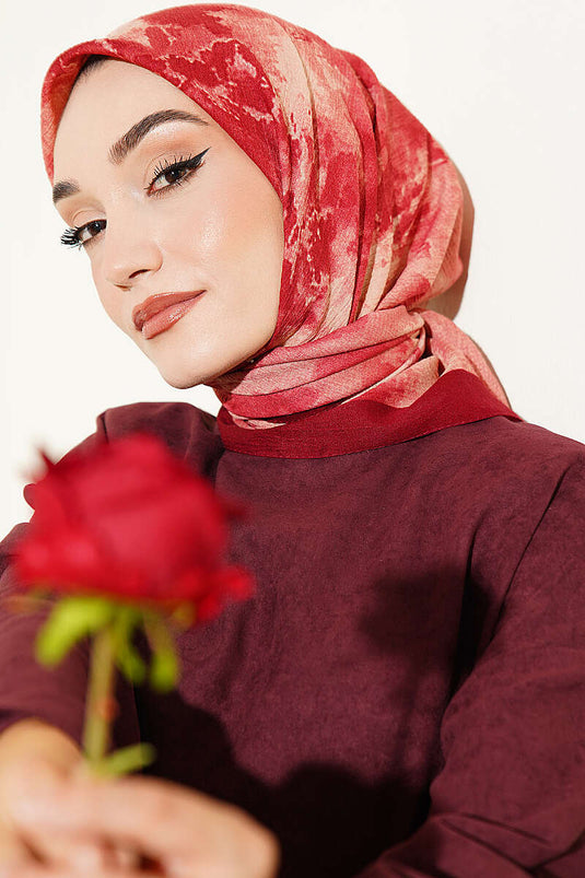 Écharpe À Motif Marbre Bordeaux