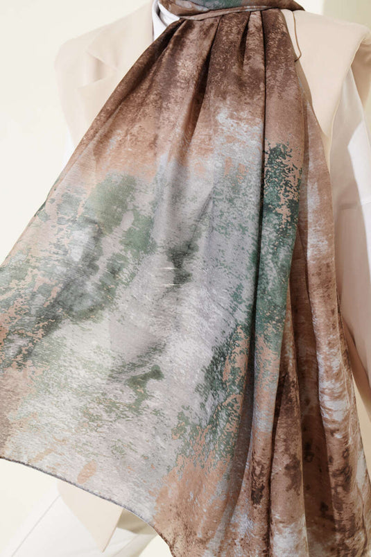 Écharpe moderne à motif marbre marron