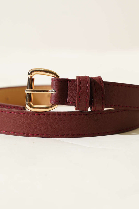Metal Aksesuarlı Kemer Bordo
