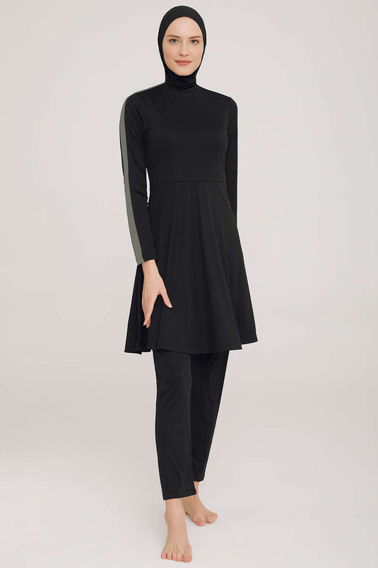 Black Lycra Swimsuit with Metal Emblem