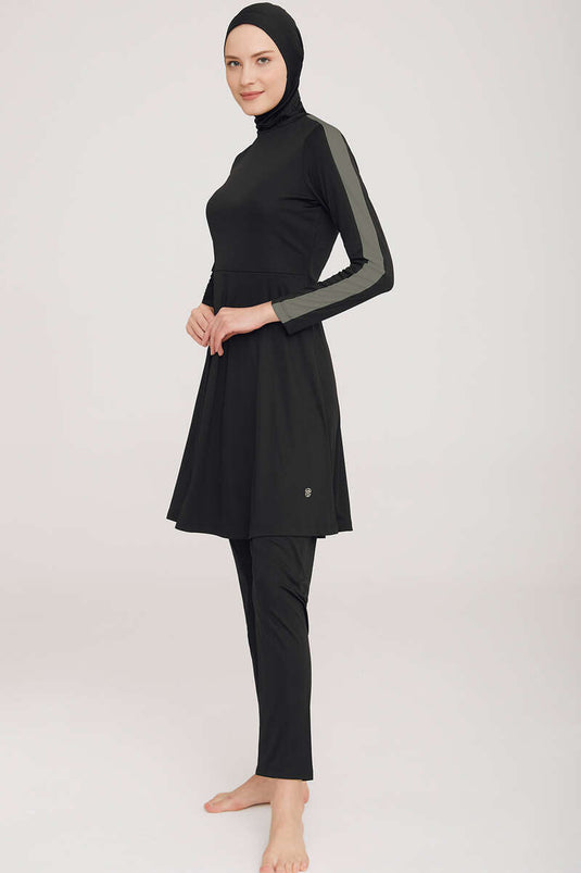 Black Lycra Swimsuit with Metal Emblem