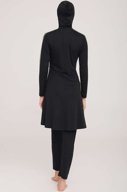 Black Lycra Swimsuit with Metal Emblem