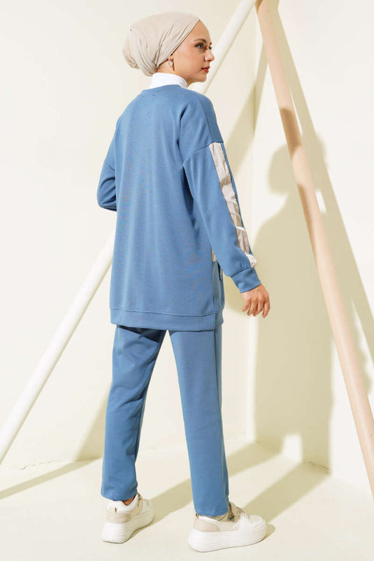 Metal Snap Detail Two-Piece Set Indigo