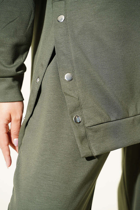 Metall Druckknopf Zweiteiliges Set Khaki