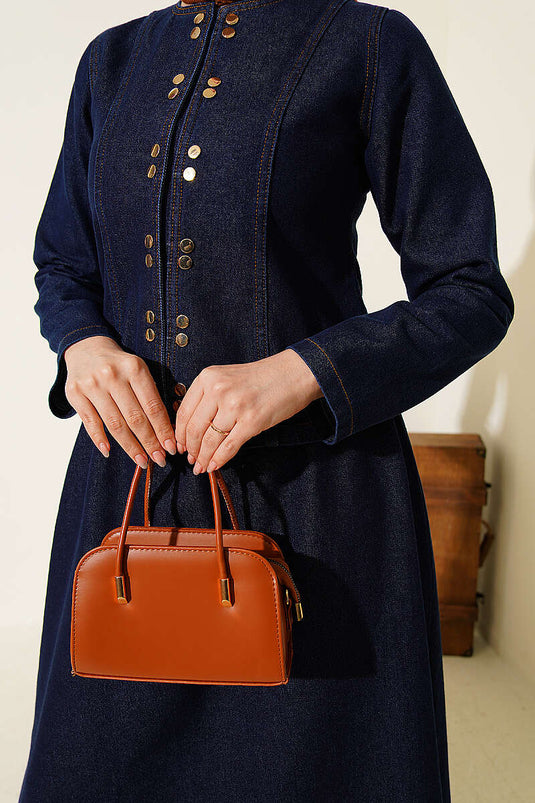 Metal Snap Button Skirt Two-Piece Denim Set