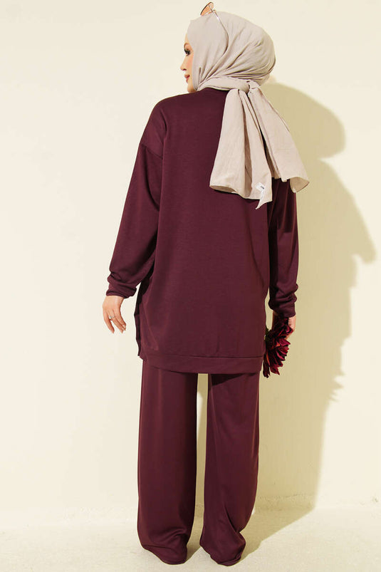 Basic Zweiteiler Mit Metallknöpfen In Mauve