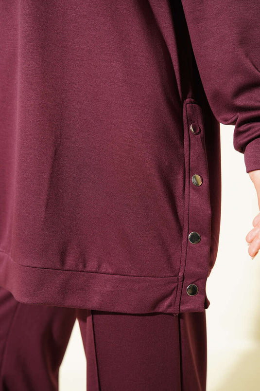 Basic Zweiteiler Mit Metallknöpfen In Mauve