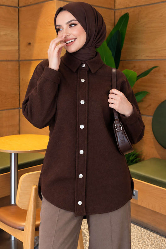 Chaqueta Con Broches Metálicos En Marrón Picante