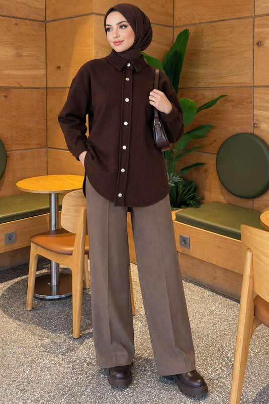 Chaqueta Con Broches Metálicos En Marrón Picante