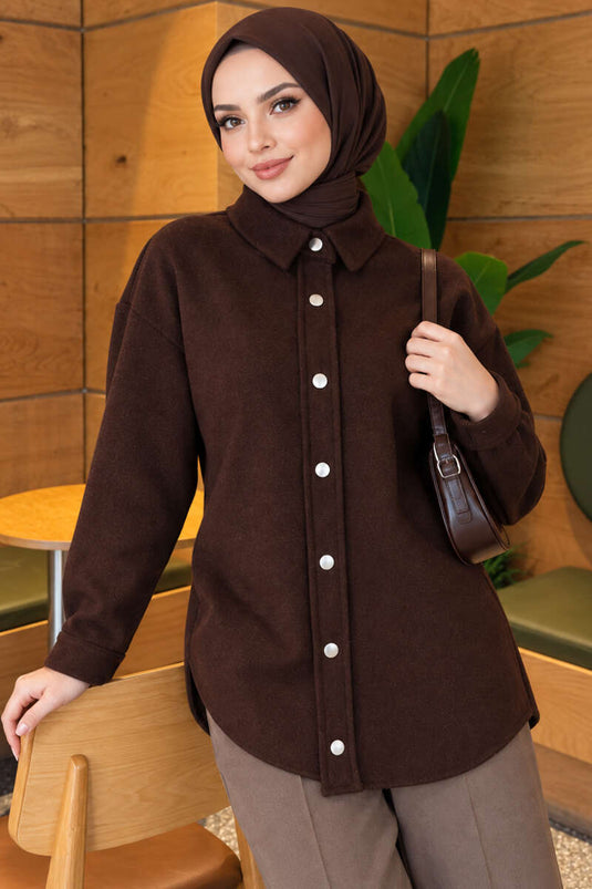 Chaqueta Con Broches Metálicos En Marrón Picante