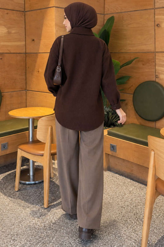 Chaqueta Con Broches Metálicos En Marrón Picante