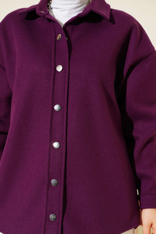 Giacca con bottoni automatici in metallo viola