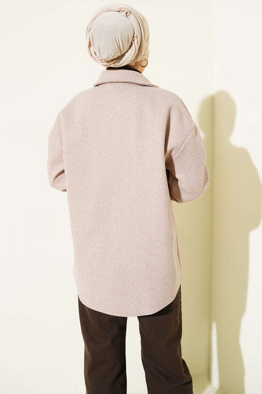 Veste à boutons-pression en métal couleur vison