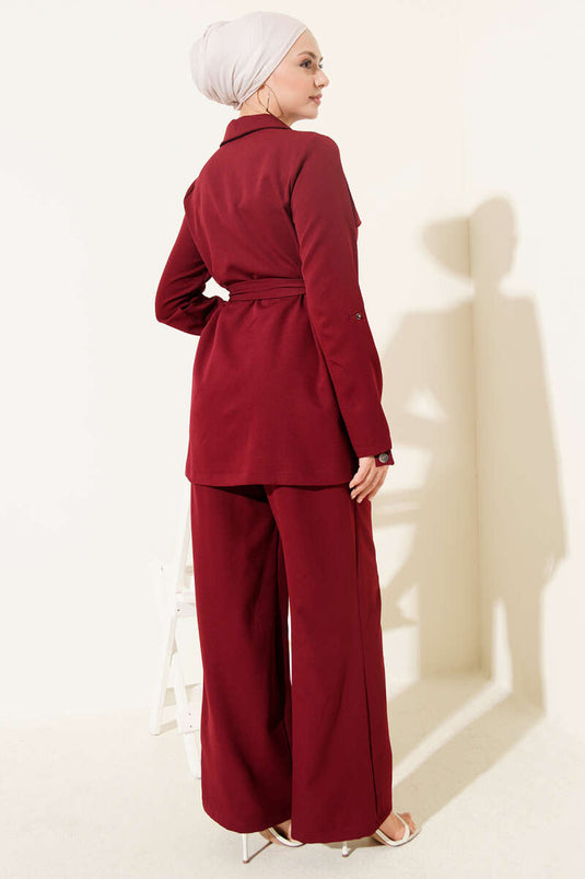 Metal Snap Fastener Two-Piece Set Burgundy