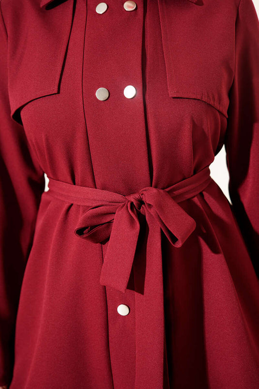 Metal Snap Fastener Two-Piece Set Burgundy