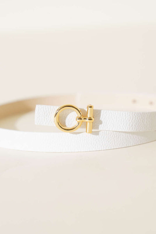 White Belt With Metal Circle Buckle