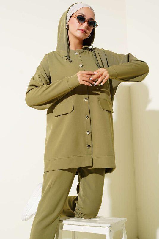 Metal Button Double Set, Light Green