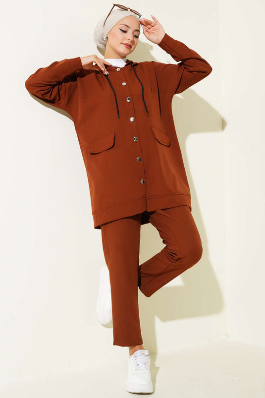 Double Set of Coffee with Metal Buttons