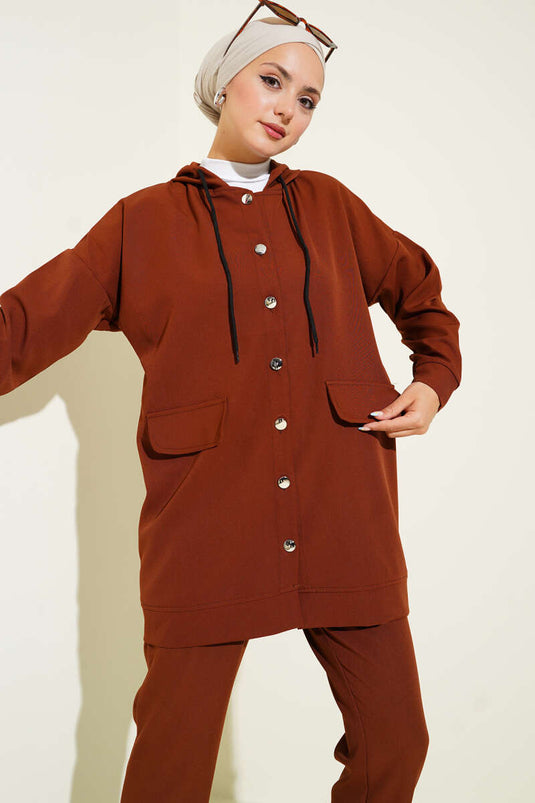 Double Set of Coffee with Metal Buttons