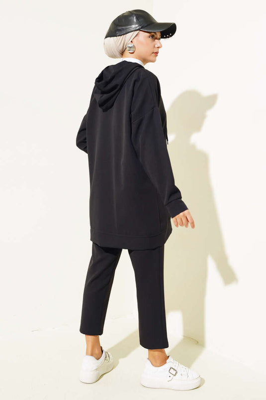 Metal Buttoned Double Breasted Suit Black