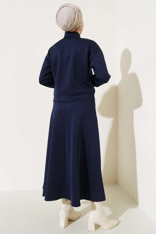 Metal Buttoned Scuba Two-Piece Set (Parliamentary Style)