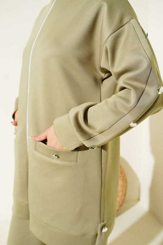 Zweiteiliges Taucher-Set mit Metallknopf und Reißverschluss, Hellgrün