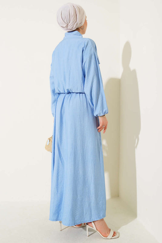 Metal Buttoned Vest Set Baby Blue