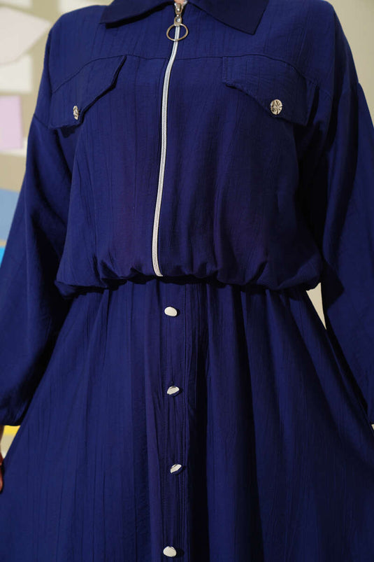 Gilet de costume boutonné en métal bleu marine