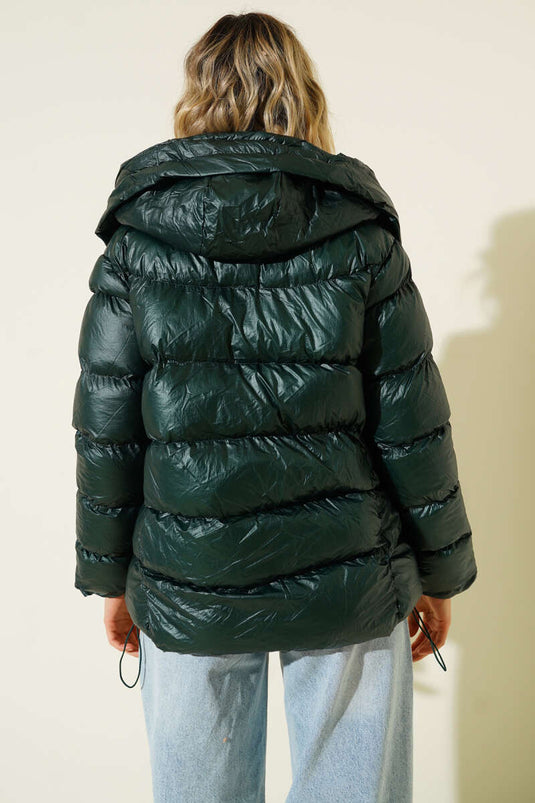 Giacca imbottita con cerniera in metallo verde smeraldo