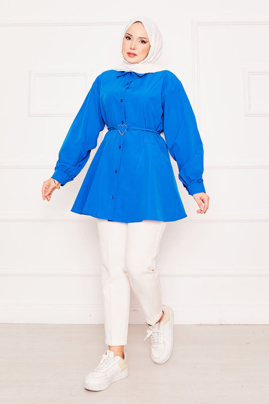 Tunique chemise en Terikoton lacée Saxe avec figurine en forme de cœur en métal