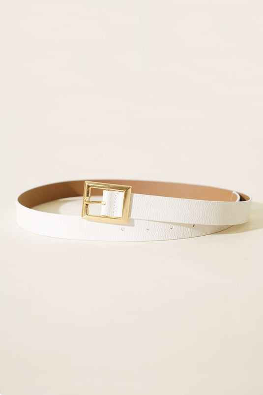 Ceinture blanche à boucle carrée en métal