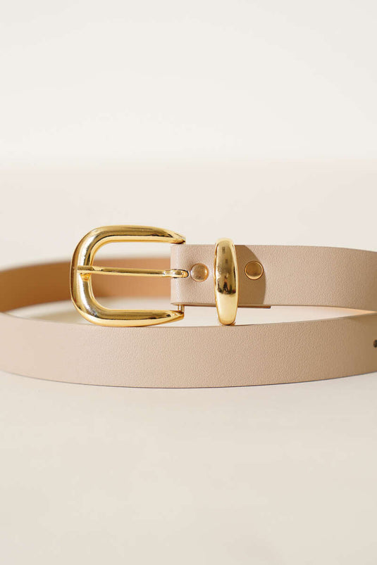 Cintura Beige con Dettaglio Ponte in Metallo