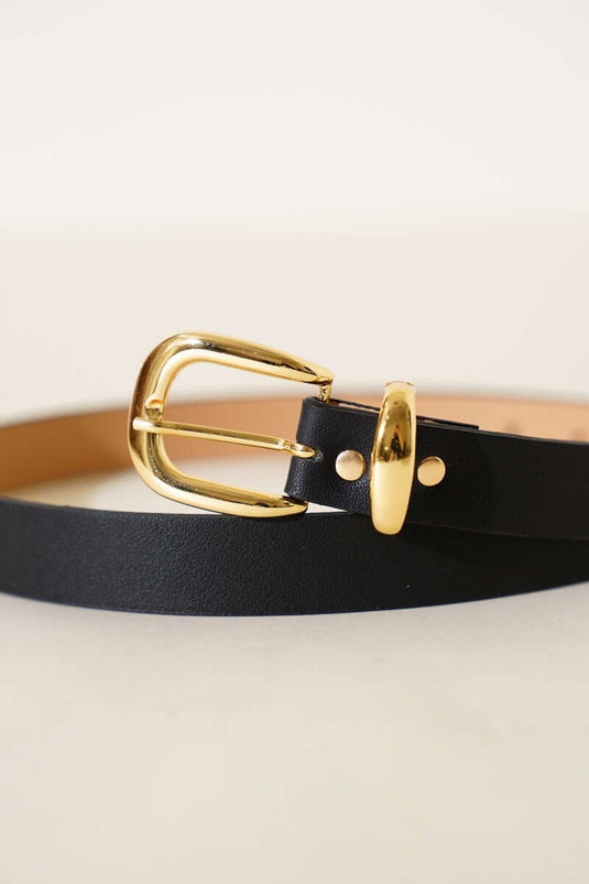 Ceinture noire avec détail pont en métal