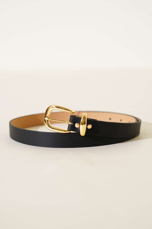 Ceinture noire avec détail pont en métal