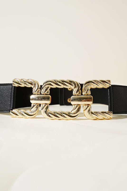Metal Buckle Belt Black Gold