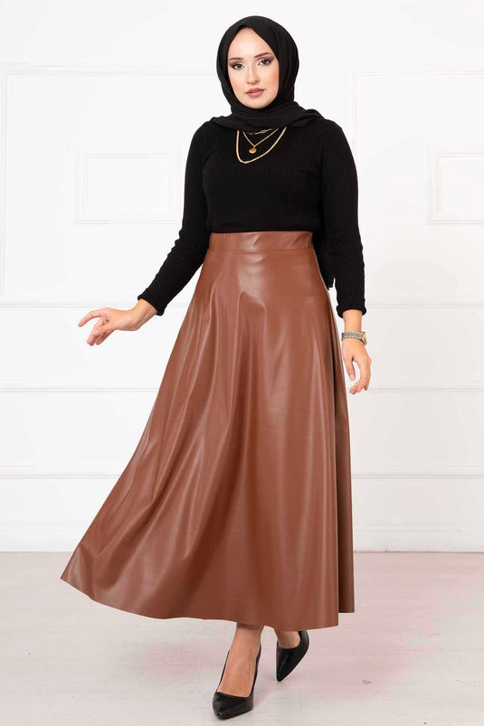 Mevlana Leather Skirt Tan