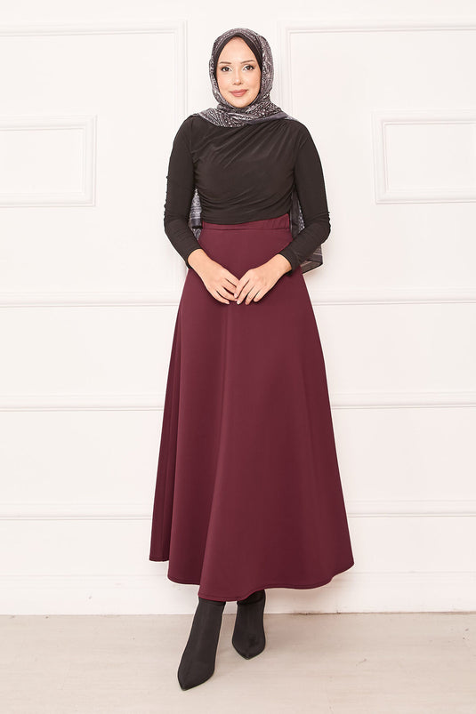 Mevlana Scuba Skirt Burgundy