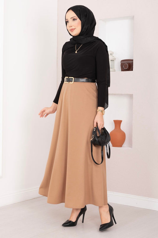 Mevlana Tesettür Etek Camel