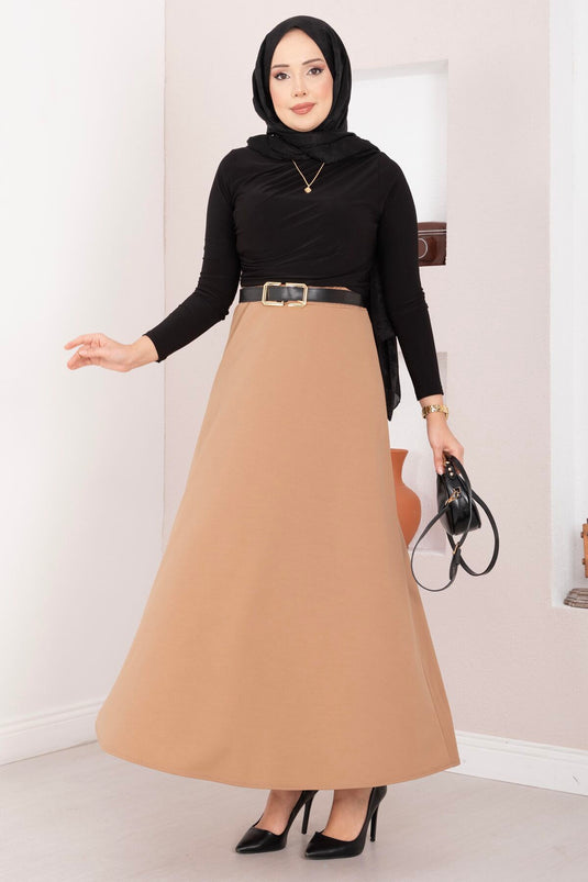 Mevlana Tesettür Etek Camel