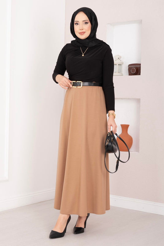 Mevlana Tesettür Etek Camel