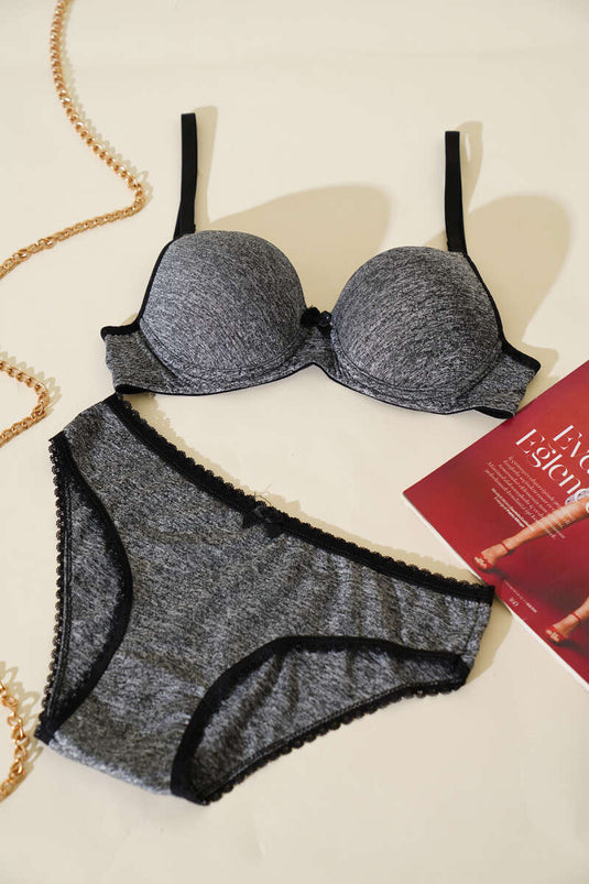 Micro-Supported Bra Set Gray