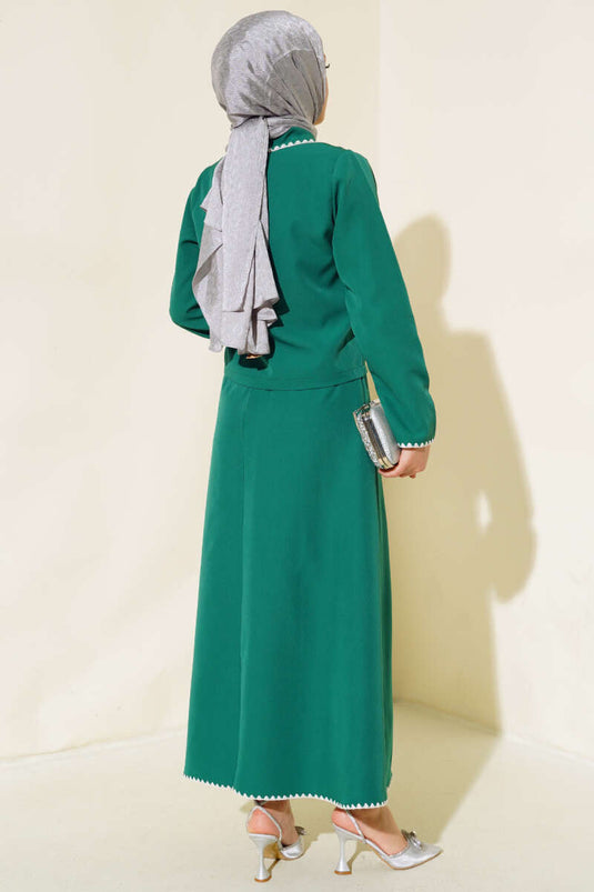 Costume Double Avec Jupe Surpiqûre Moules Vert