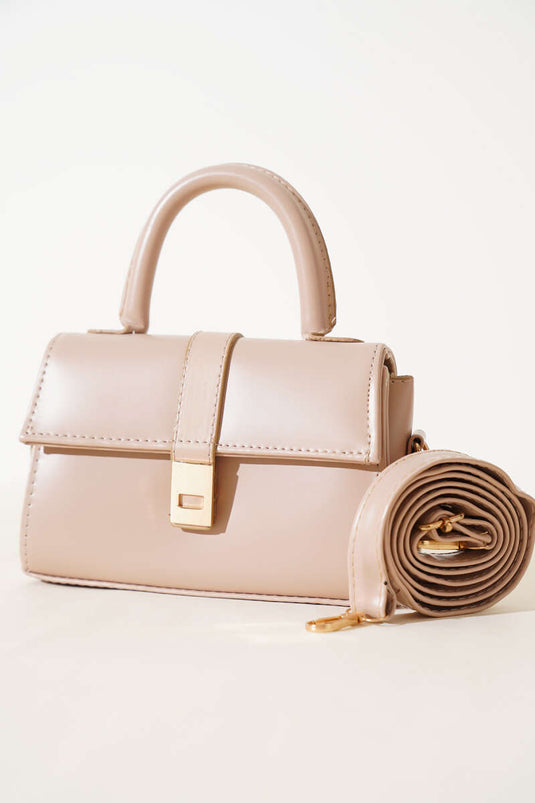 Sac à main aimanté beige